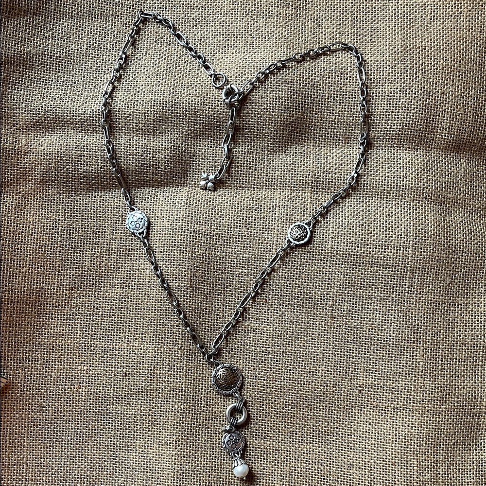 Elegant Silver tone Necklace with Pearl Accents